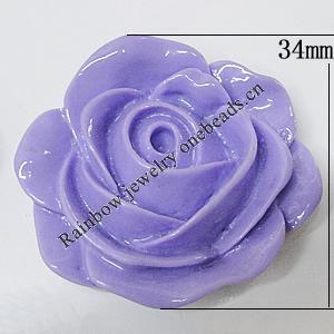 Resin Cabochons, NO Hole Headwear & Costume Accessory, Flower, About 34mm in diameter, Sold by Bag