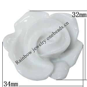 Resin Cabochons, NO Hole Headwear & Costume Accessory, Flower, About 34x32mm in diameter, Sold by Bag