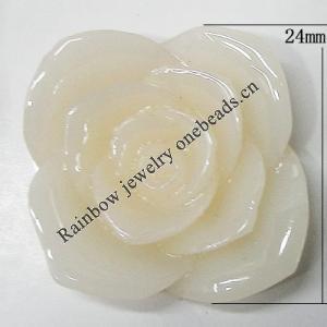 Resin Cabochons, NO Hole Headwear & Costume Accessory, Flower, About 24mm in diameter, Sold by Bag