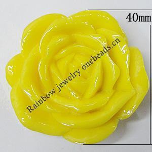 Resin Cabochons, NO Hole Headwear & Costume Accessory, Flower, About 40mm in diameter, Sold by Bag