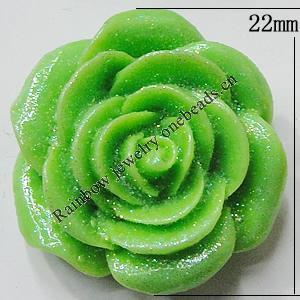 Resin Cabochons, NO Hole Headwear & Costume Accessory, Flower, About 22mm in diameter, Sold by Bag