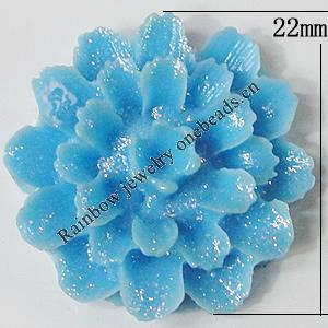 Resin Cabochons, NO Hole Headwear & Costume Accessory, Flower, About 22mm in diameter, Sold by Bag