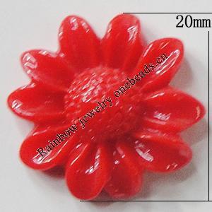 Resin Cabochons, NO Hole Headwear & Costume Accessory, Flower, About 20mm in diameter, Sold by Bag