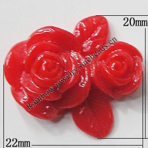 Resin Cabochons, NO Hole Headwear & Costume Accessory, Flower, About 22x20mm in diameter, Sold by Bag