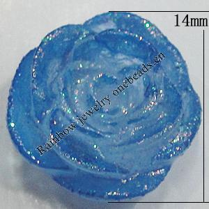 Resin Cabochons, NO Hole Headwear & Costume Accessory, Flower, About 14mm in diameter, Sold by Bag