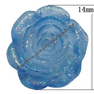 Resin Cabochons, NO Hole Headwear & Costume Accessory, Flower, About 14mm in diameter, Sold by Bag