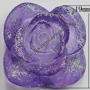 Resin Cabochons, NO Hole Headwear & Costume Accessory, Flower, About 19mm in diameter, Sold by Bag