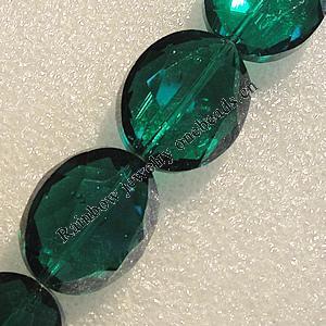 Glass Crystal Beads, Faceted Flat Oval 16x14mm Hole:1mm, Sold by Bag