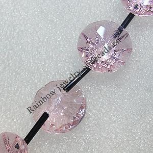 Glass Crystal Beads, Faceted Flat Round 20mm Hole:1mm, Sold by Bag