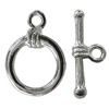 Copper Toggle Clasps Jewelry Findings Lead-free Platina Plated, Loop:18x13mm Bar:19mm Hole:2mm, Sold by Bag