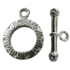 Copper Toggle Clasps Jewelry Findings Lead-free Platina Plated, Loop:18x13mm Bar:17mm Hole:2mm, Sold by Bag
