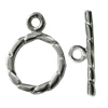 Copper Toggle Clasps Jewelry Findings Lead-free Platina Plated, Loop:15x11mm Bar:17mm Hole:2mm, Sold by Bag
