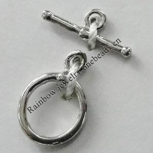 Copper Toggle Clasps Jewelry Findings Lead-free Platina Plated, Loop:15x11mm Bar:14mm Hole:2mm, Sold by Bag