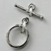 Copper Toggle Clasps Jewelry Findings Lead-free Platina Plated, Loop:15x11mm Bar:14mm Hole:2mm, Sold by Bag
