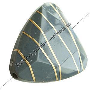 Gold Drawbench ,Solid Acrylic Bead, Faced Triangle, 33x34x9mm, Hole:Approx 2mm, Sold by Bag