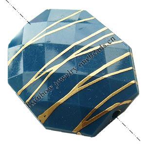 Gold Drawbench, Solid Acrylic Bead,Faced Rectangle ,25x32x10mm, Hole:Approx 2mm, Sold by Bag