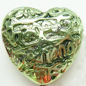 Painted Acrylic Beads, Lustrous, Heart, 24x25x14mm, Hole:About 2mm, Sold by Bag