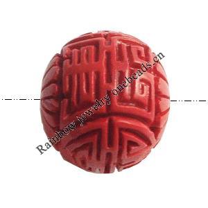 Cinnabar Beads, Carved, Round, 24mm, Sold by PC