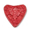 Cinnabar Beads, Carved Heart with Flower, 22x27mm, Sold by PC