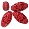 Cinnabar Beads, Carved, Oval, 26x14mm, Sold by PC