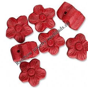 Cinnabar Beads, Carved, Flower, 13x13mm, Sold by PC
