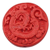 Cinnabar Beads, Carved, Flat Round, 43x43mm, Sold by PC