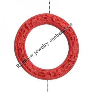 Cinnabar Beads, Carved, Donut, 37x37x6mm, Inner Diameter: 25mm, Sold by PC