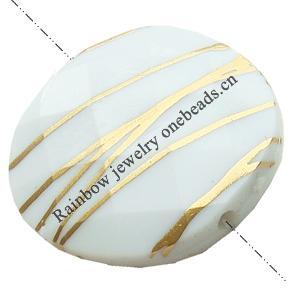 Gold Drawbench ,Solid Acrylic Bead ,Faced Flat round ,23x23x6mm, Hole:Approx 1mm, Sold by Bag