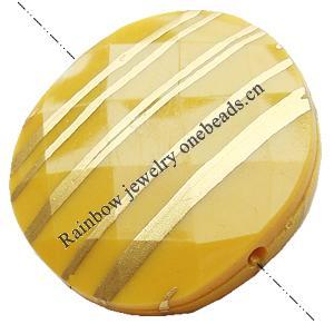 Gold Drawbench, Solid Acrylic Bead, Faced Flat round ,30x30x7mm ,Hole:Approx 1mm, Sold by Bag