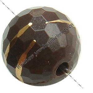 Gold Drawbench ,Solid Acrylic Bead, Faced Round,10mm, Hole:Approx 2mm, Sold by Bag