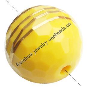 Gold Drawbench ,Solid Acrylic Bead ,Faced Round ,18mm ,Hole:Approx 2mm, Sold by Bag