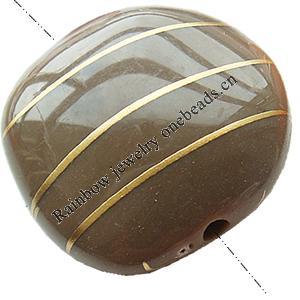 Gold Drawbench, Solid Acrylic Bead,Flat round ,30x29x13mm ,Hole:Approx 3mm, Sold by Bag
