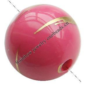 Gold Drawbench, Solid Acrylic Bead, Round ,12mm ,Hole:Approx 2mm, Sold by Bag