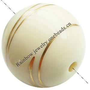 Gold Drawbench ,Solid Acrylic Bead, Round, 26mm, Hole:Approx 3mm, Sold by Bag