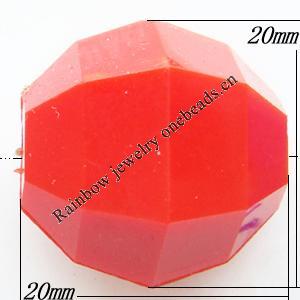 Solid Acrylic Beads, Faceted Round, 20x20mm Hole:3mm, Sold by Bag