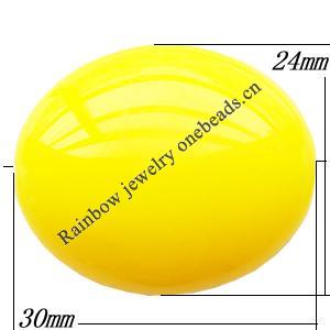 Solid Acrylic Beads, Flat Oval, 30x24x15mm Hole:2mm, Sold by Bag