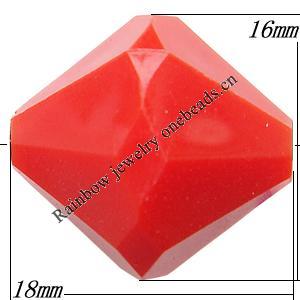Solid Acrylic Beads, Faceted Bicone, 18x16mm Hole:3mm, Sold by Bag