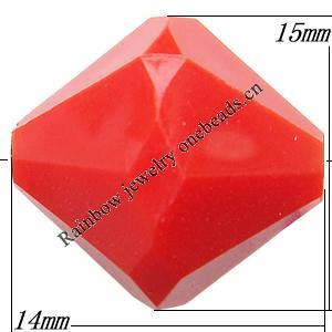 Solid Acrylic Beads, Faceted Bicone, 15x14mm Hole:2mm, Sold by Bag