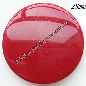 Solid Acrylic Beads, Flat Round, 28x8mm Hole:2mm, Sold by Bag