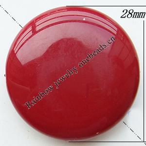 Solid Acrylic Beads, Flat Round, 28x10mm Hole:1mm, Sold by Bag