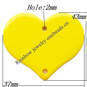 Solid Acrylic Connectors, Heart, 43x37x4mm Hole:2mm, Sold by Bag
