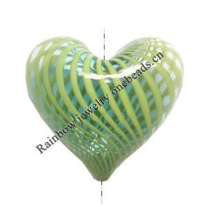 Lampwork Blown Vessels Beads, Heart, 28x28x17mm, Sold by PC