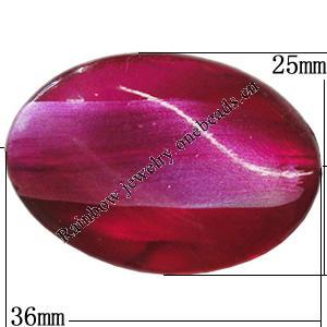 Painted Acrylic Beads, Twist Flat Oval 36x25mm, Hole:2mm, Sold by Bag