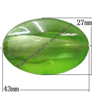 Painted Acrylic Beads, Flat Oval 43x27mm, Hole:2mm, Sold by Bag