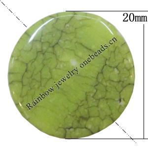 Imitate Gemstone Acrylic Beads, Flat Round 20mm Hole:2mm, Sold by Bag