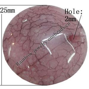 Imitate Gemstone Acrylic Beads, Flat Round 25mm Hole:2mm, Sold by Bag