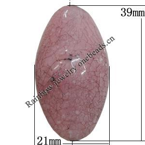 Imitate Gemstone Acrylic Beads, Flat Oval 39x21mm Hole:1.5mm, Sold by Bag