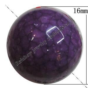 Imitate Gemstone Acrylic Beads, Round 16mm Hole:2.5mm, Sold by Bag