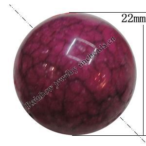 Imitate Gemstone Acrylic Beads, Round 22mm Hole:3mm, Sold by Bag