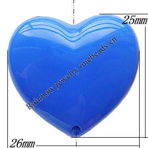 Solid Acrylic Beads, Heart, 26x25x10mm Hole:2mm, Sold by Bag